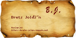Bretz Jolán névjegykártya